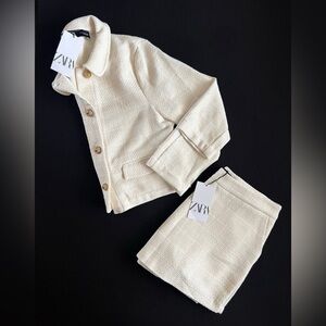 Cream Jacket & Skirt Set